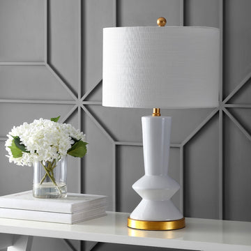 Ziggy 27" Ceramic/Iron Contemporary Glam LED Table Lamp - JONATHAN Y